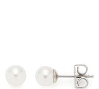 Leonardo Jewels Almina 023537 - Orecchini a lobo con perle bianche imitazione, in acciaio inox argentato, per donna, Eine Grösse, Acciaio inossidabile, Nessuna pietra preziosa