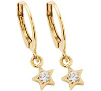 JEWELS BY LEONARDO Orecchini Ciao Sattelite • 1 paio di orecchini in acciaio inox dorato • Zirconia incastonata nella stella pendente • Gioielli regalo per donne • 024987, Eine Grösse, Acciaio