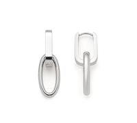 JEWELS BY LEONARDO Orecchini Mathilde, 1 paio di orecchini a cerchio in acciaio inox color argento, catena rimovibile, chunky chain, regalo per le donne, 026119