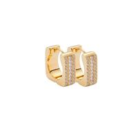 JEWELS BY LEONARDO Orecchini Sarah, 1 paio di orecchini a cerchio in acciaio inox dorato, a cerchio quadrato con 3 file di zirconia cubica, regalo per le donne 025426