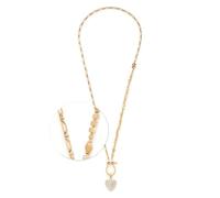 Jewels by Leonardo, set di gioielli Clip & Mix Kareen, set da 3 pezzi composto da collana 50 cm, bracciale da 19 cm e ciondolo a forma di cuore in giada bianca, catena in acciaio inox dorato, perle di