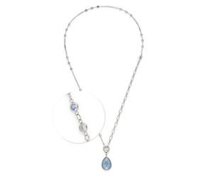 Jewels by Leonardo, set di gioielli Clip & Mix Vicky, set da 3 pezzi, collana da 50 cm, bracciale da 18,5 cm, ciondolo da 3,7 cm, pietre di vetro sfaccettate in trasparente e blu, acciaio inossidabile