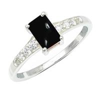 JEWELSTREZORO Anello a fascia con gemma di Onice nero cabochon per uomo e donna in argento sterling 925 gioiello fatto a mano TSR1239BY20_66 (21.0)