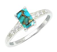 JEWELSTREZORO Anello a fascia con gemma di Turchese blu con rame uomo e donna in argento sterling 925 gioiello fatto a mano TSR1239BI1_47 (15.0)