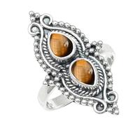 JEWELSTREZORO Anello in argento Sterling per uomini e donne, tutte le misure, realizzato a mano, TSR1273AA, 70 (22.3), metallo prezioso Gemma, Occhio di tigre