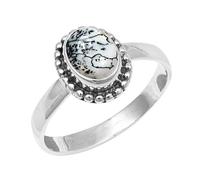 JEWELSTREZORO Gemme per uomo e donna, argento Sterling 925, elegante, fatto a mano, articolo da regalo, gioielli TSR200AA, 26 (21,0), metallo prezioso Gemma, opale dendrite