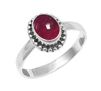 JEWELSTREZORO Gemme per uomo e donna, argento Sterling 925, elegante, fatto a mano, articolo da regalo, gioielli TSR200AA, 73 (23.2), metallo prezioso Gemma, Granato Cabochon