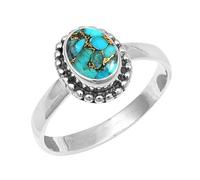 JEWELSTREZORO Gemme per uomo e donna, argento Sterling 925, elegante, fatto a mano, articolo da regalo, gioielli TSR200AA, 65 (20.7), metallo prezioso Gemma, Turchese di rame blu.