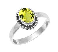 JEWELSTREZORO Gemme per uomo e donna, argento Sterling 925, elegante, fatto a mano, articolo da regalo, gioielli TSR200AA, 57 (18.1), metallo prezioso Gemma, Quarzo al limone allevato in laboratorio