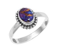 JEWELSTREZORO Gemme per uomo e donna, argento Sterling 925, elegante, fatto a mano, articolo da regalo, gioielli TSR200AA, 21 (19,4), metallo prezioso Gemma, Viola rame turchese