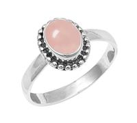JEWELSTREZORO Gemme per uomo e donna, argento Sterling 925, elegante, fatto a mano, articolo da regalo, gioielli TSR200AA, 16 (17,8), metallo prezioso Gemma, Quarzo rosé