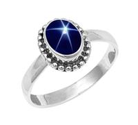 JEWELSTREZORO Gemme per uomo e donna, argento Sterling 925, elegante, fatto a mano, articolo da regalo, gioielli TSR200AA, 47 (15.0), metallo prezioso Gemma, Stella blu Lindy allevata in laboratorio
