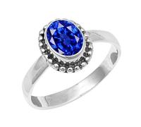 JEWELSTREZORO Gemme per uomo e donna, argento Sterling 925, elegante, fatto a mano, articolo da regalo, gioielli TSR200AA, 14 (17,2), metallo prezioso Gemma, Zaffiro blu allevato in laboratorio
