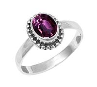 JEWELSTREZORO Gemme per uomo e donna, argento Sterling 925, elegante, fatto a mano, articolo da regalo, gioielli TSR200AA, 65 (20.7), metallo prezioso Gemma, Rodolite allevata in laboratorio