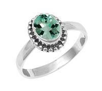 JEWELSTREZORO Gemme per uomo e donna, argento Sterling 925, elegante, fatto a mano, articolo da regalo, gioielli TSR200AA, 15 (17,5), metallo prezioso Gemma, Acquamarina allevata in laboratorio