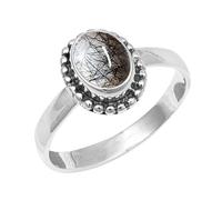 JEWELSTREZORO Gemme per uomo e donna, argento Sterling 925, elegante, fatto a mano, articolo da regalo, gioielli TSR200AA, 71 (22.6), metallo prezioso Gemma, Quarzo rutilo nero