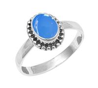 JEWELSTREZORO Gemme per uomo e donna, argento Sterling 925, elegante, fatto a mano, articolo da regalo, gioielli TSR200AA, 47 (15.0), metallo prezioso Gemma, Calcedonio blu