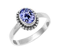 JEWELSTREZORO Gemme per uomo e donna, argento Sterling 925, elegante, fatto a mano, articolo da regalo, gioielli TSR200AA, 57 (18.1), metallo prezioso Gemma, Tanzanite allevata in laboratorio
