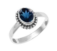 JEWELSTREZORO Gemme per uomo e donna, argento Sterling 925, elegante, fatto a mano, articolo da regalo, gioielli TSR200AA, 48 (15.3), metallo prezioso Gemma, Topazio blu londinese allevato in