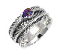 JEWELSTREZORO Gemme per uomo e donna, tutte le misure, argento Sterling 925, elegante, fatto a mano, articolo da regalo, gioielli TSR142AA, 63 (20.1), metallo prezioso Gemma, Viola rame turchese