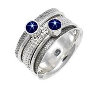 JEWELSTREZORO Gemme per uomo e donna, tutte le misure, argento Sterling 925, elegante, fatto a mano, articolo da regalo, gioielli TSR149AA, 21 (19,4), metallo prezioso Gemma, Stella blu Lindy allevata