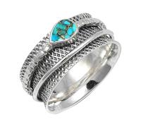 JEWELSTREZORO Gemme per uomo e donna, tutte le misure, argento Sterling 925, elegante, fatto a mano, articolo da regalo, gioielli TSR142AA, 65 (20.7), metallo prezioso Gemma, Turchese di rame blu.