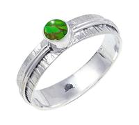 JEWELSTREZORO Gioiello in argento sterling 925, elegante, fatto a mano, articolo da regalo, gioielli da uomo e donna TSR120AA, 70 (22.3), metallo prezioso Gemma, Verde rame turchese