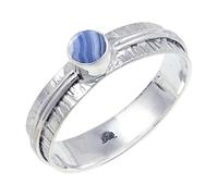 JEWELSTREZORO Gioiello in argento sterling 925, elegante, fatto a mano, articolo da regalo, gioielli da uomo e donna TSR120AA, 65 (20.7), metallo prezioso Gemma, Agata di pizzo blu