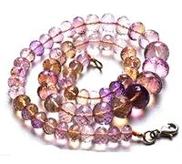 JEWELZ Collana lunga 55,9 cm con perline sfaccettate in ametrina naturale da 6 a 12 mm con chiusura in argento Sterling 925, unisex, pietre preziose, non conosciute, Gemma, non noto