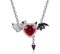 Jewlikee Collana con ciondolo a forma di metà angelo, con simbolo dell'amore e del diavolo, in argento Sterling, per Halloween
