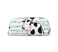 JEWOSS Astuccio per matite con stampa a pois e mucca, unisex, astuccio per cosmetici, astuccio per piccoli gioielli, elegante astuccio in pelle con cerniera, astuccio per matite di alta qualità,