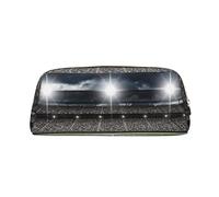 JEWOSS Astuccio per matite con stampa notturna con stadio di calcio, con campo da satdium, unisex, astuccio per cosmetici, piccolo astuccio per gioielli, elegante astuccio in pelle con cerniera,