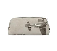 JEWOSS Astuccio unisex con stampa di aeroplano della Seconda Guerra Mondiale, astuccio per matite, cosmetici, piccoli gioielli, elegante astuccio in pelle con cerniera, astuccio di alta qualità, Oro,