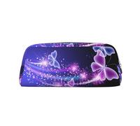 JEWOSS Grazioso astuccio viola con stampa di farfalle, astuccio unisex per matite, cosmetici, piccoli gioielli, elegante astuccio in pelle con cerniera, astuccio per matite di alta qualità, Oro,