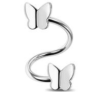 Jewseen Orecchini a spirale contorta a forma di farfalla in acciaio inossidabile con cartiglio per piercing al daith gioielli per labret Twisted Lip, 5x5x3 cm, Acciaio inossidabile