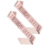 JEXOWIQ 2 pcs Oro Rosa Compleanno Fascia, Fascia per la regina di compleanno,Birthday Girl Fusciacca Gadget per Decorazioni Festa di Compleanno Regalo per Ragazze Donna,accessorio di compleanno