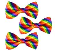 JEXOWIQ 3pcs papillon a righe colorate,Papillon Arcobaleno Multicolor,cravatta arcobaleno,cravatta da clown,accessorio per gay,costumi da clown,per balli di fine anno,carnevale,feste mascherata