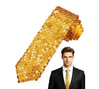 JEXOWIQ Cravatta con Paillettes per Uomo Donna,cravatta da donna, Papillon Paillettes Lustrini,Luccicanti per Costumi Mascherata Addio al Celibato Feste Carnevali Spettacoli(oro)