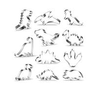 JEXOWIQ Formine per biscotti,12 PCS Formine Biscotti Dinosauro Set,Formine Dinosauro per Biscotti,Stampi Biscotti Dinosauro Cookie Cutters, Set Formine per Biscotti Frutta Torta Festa