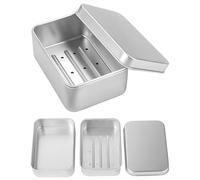 JEXOWIQ Portasapone,2pcs Portasapone in Alluminio,Porta di Sapone Solida da Viaggio,Porta Saponetta con Scolapiatti e Coperchio, Portasapone Rettangolare,Portasapone in Metallo Impermeabile per Casa