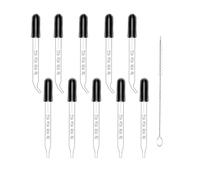 JEXOWIQ Vetro Pipette,10 pcs Pipetta Contagocce Olio Essenziale Contagocce di Vetro Calibrato, Pipette a dispersione da laboratorio,Con Spazzola Pulizia, Contagocce Liquido,per Misure Accurati