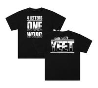 Jey USO T-shirt Yeet con quattro lettere e una parola Yeet t-shirt girocollo manica corta cotone t-shirt donna uomo streetwear top, Nero , XL