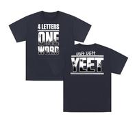Jey USO T-shirt Yeet con quattro lettere e una parola Yeet t-shirt girocollo manica corta cotone t-shirt donna uomo streetwear top, Marina Militare, XXL