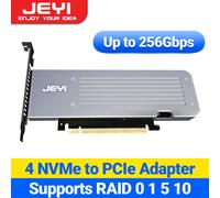 JEYI 4 SSD M.2 X16 PCIe 4.0 X4 scheda di espansione con dissipatore di calore, supporta 4 NVMe M.2 2280 fino a 256Gbps, supporto biforcazione Raid
