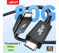 JEYI 80 Gbps Thunderbolt 5 [certificato Intel] Cavo intrecciato in nylon, larghezza di banda 120 Gbps per 16K Dual 8K, ricarica rapida PD 240 W