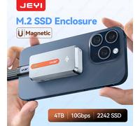 JEYI Custodia magnetica per disco rigido in lega di alluminio SSD M.2 NVMe - USB3.2 Gen2 10 Gbps, installazione senza attrezzi, chip RTL9210, Argento