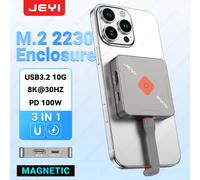 JEYI Custodia magnetica per SSD M.2 2230 con Magsafe per iPhone 16/15 ProRes, condivisione schermo HD 8K/4K, USB 10Gbps, ricarica PD da 100 W
