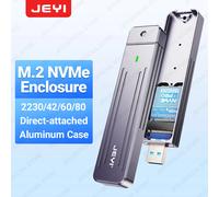 JEYI M.2 NVMe (USB 3.2 10 Gbps) Custodia ad attacco diretto, custodia SSD in alluminio 2242 2280 con spina USB-A in linea con custodia protettiva magnetica