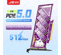 JEYI PCIe 5.0 X16 Quad M.2 Scheda di espansione-4 Bay NVMe RAID 0/1/5/Adattatore JBOD Velocità 512 Gb/s 8 TB per SSD Compatibile PCIe 4.0/3.0