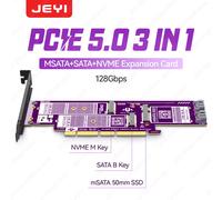 JEYI Scheda Adattatore Tripla M.2 NVMe a PCIe/M.2 SATA SSD a SATA III/mSATA a SATA per SSD NVMe NGFF e mSATA per Slot PCIe X4 X8 X16